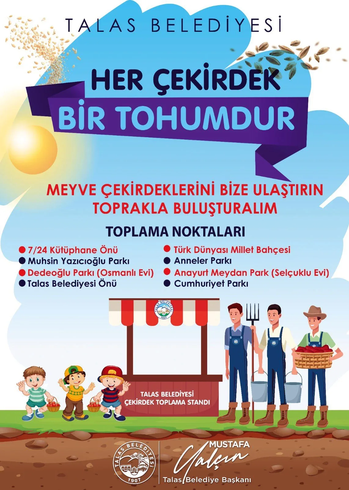 Talas Belediyesi'nden doğaya nefes olacak çekirdek kampanyası