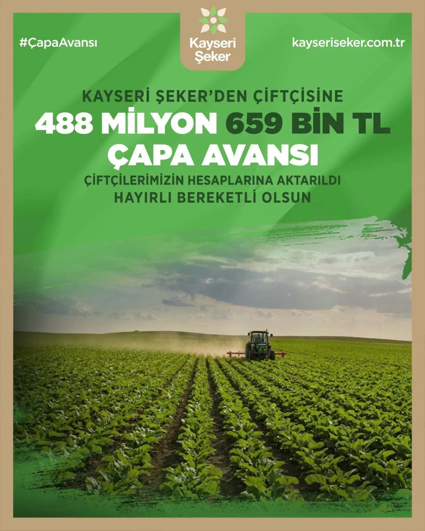 Kayseri Şeker'den Çapa Avansı