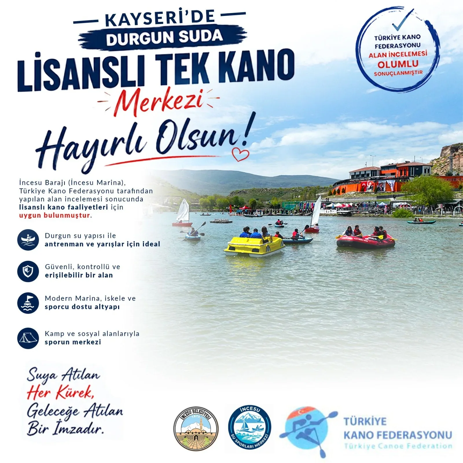 Başkan İlmek Müjdeyi Açıkladı: İncesu Marina Lisanslı Kano Merkezi Oldu