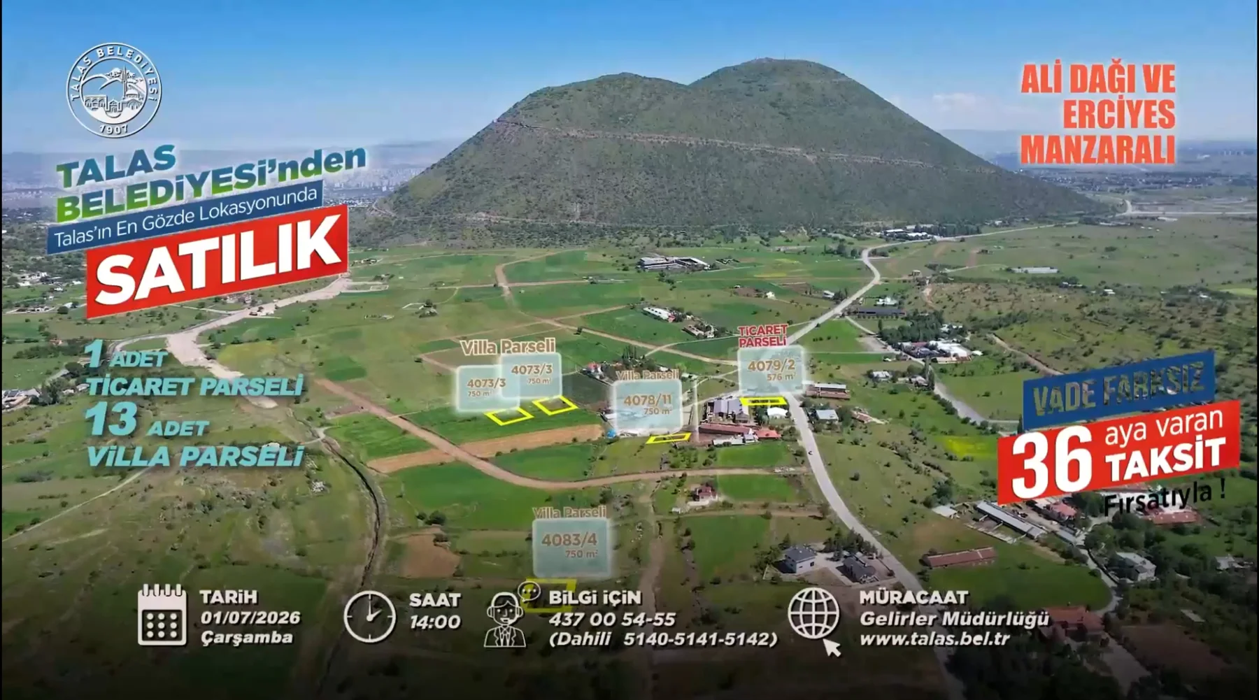 Talas Belediyesi'nden, vatandaşlara yatırım ve mülk sahibi olma fırsatı