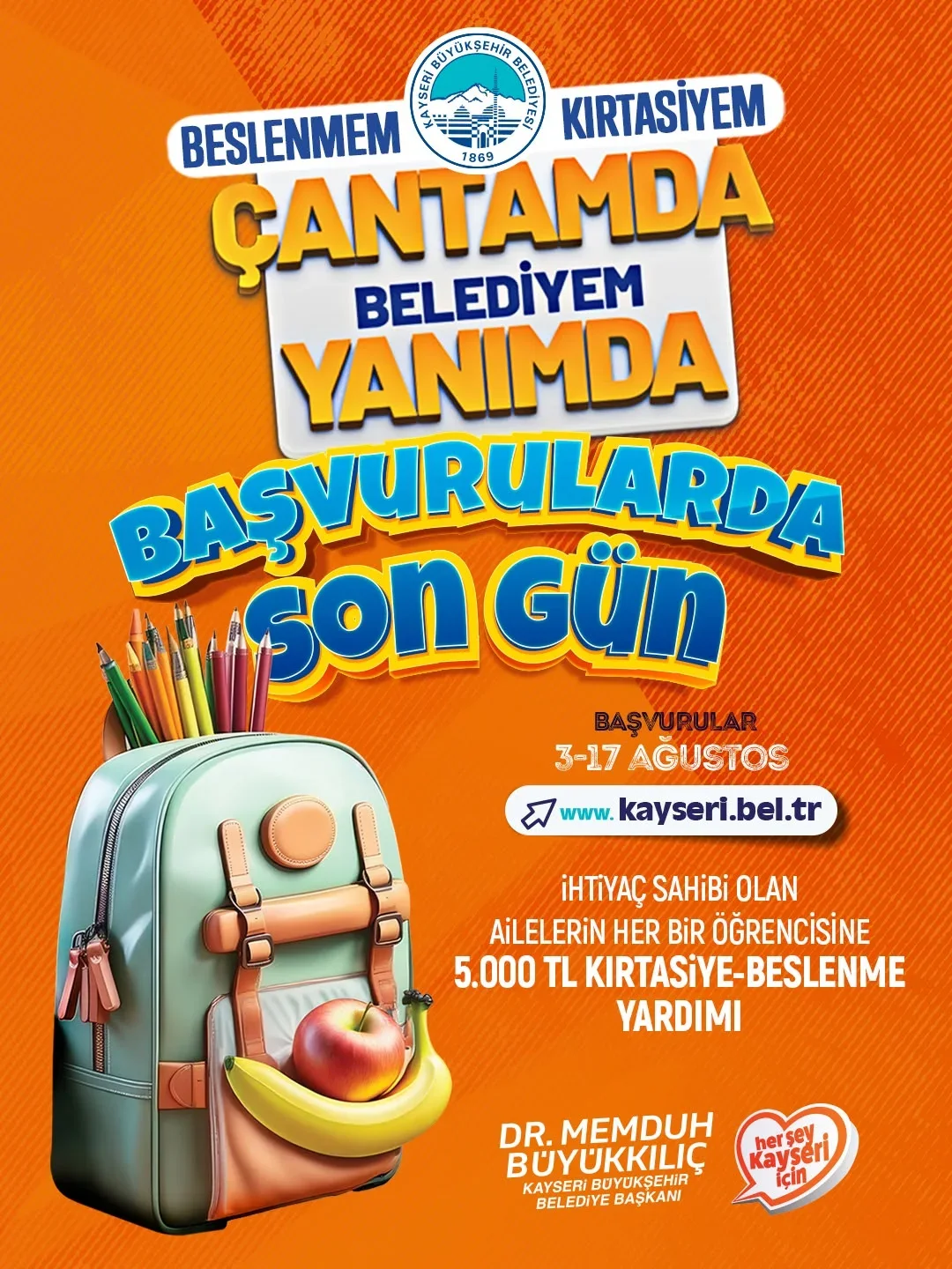 Kırtasiye ve beslenme desteği başvurularında son gün