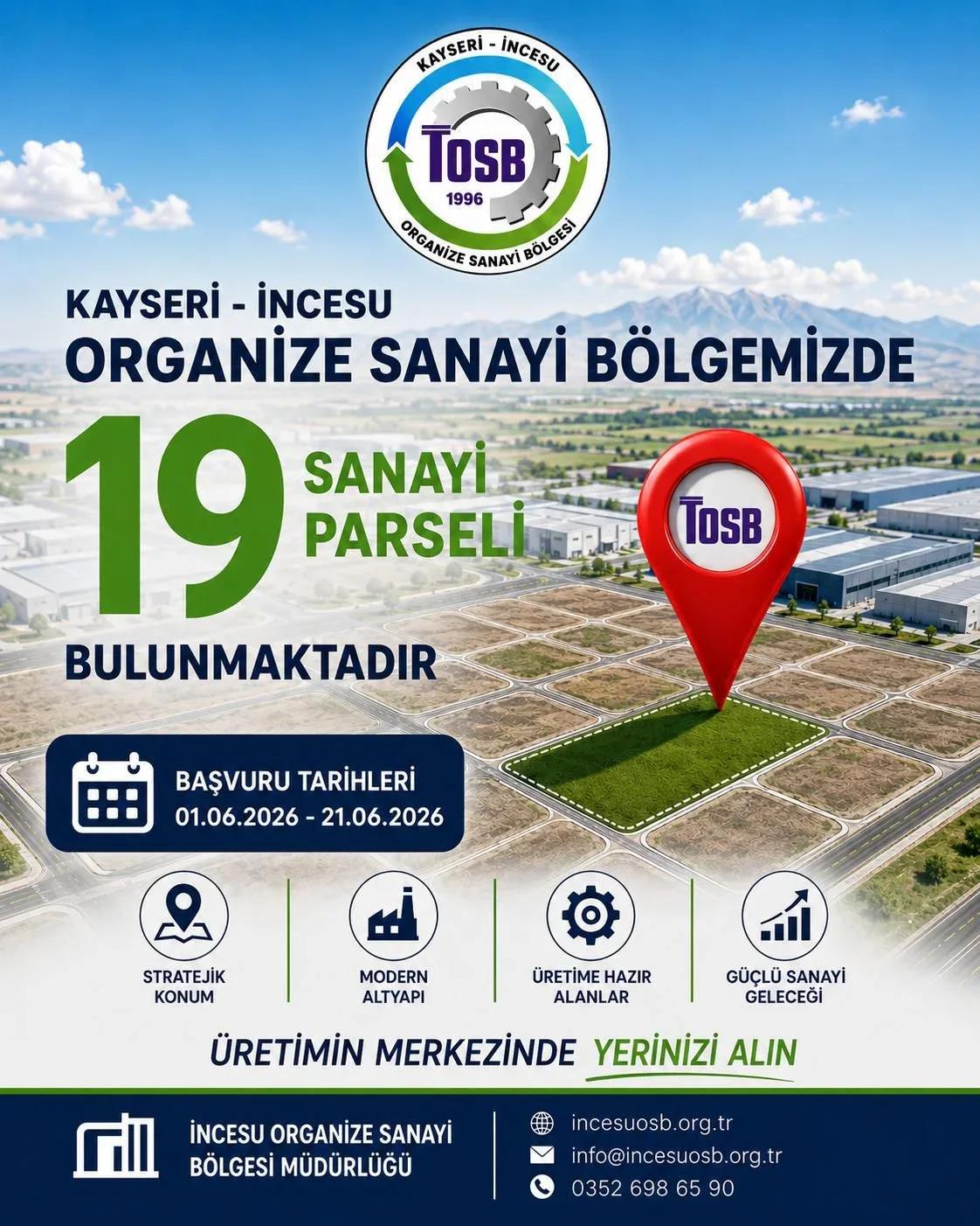 İncesu OSB Alanında Arsa Tahsis Başvuruları Başladı