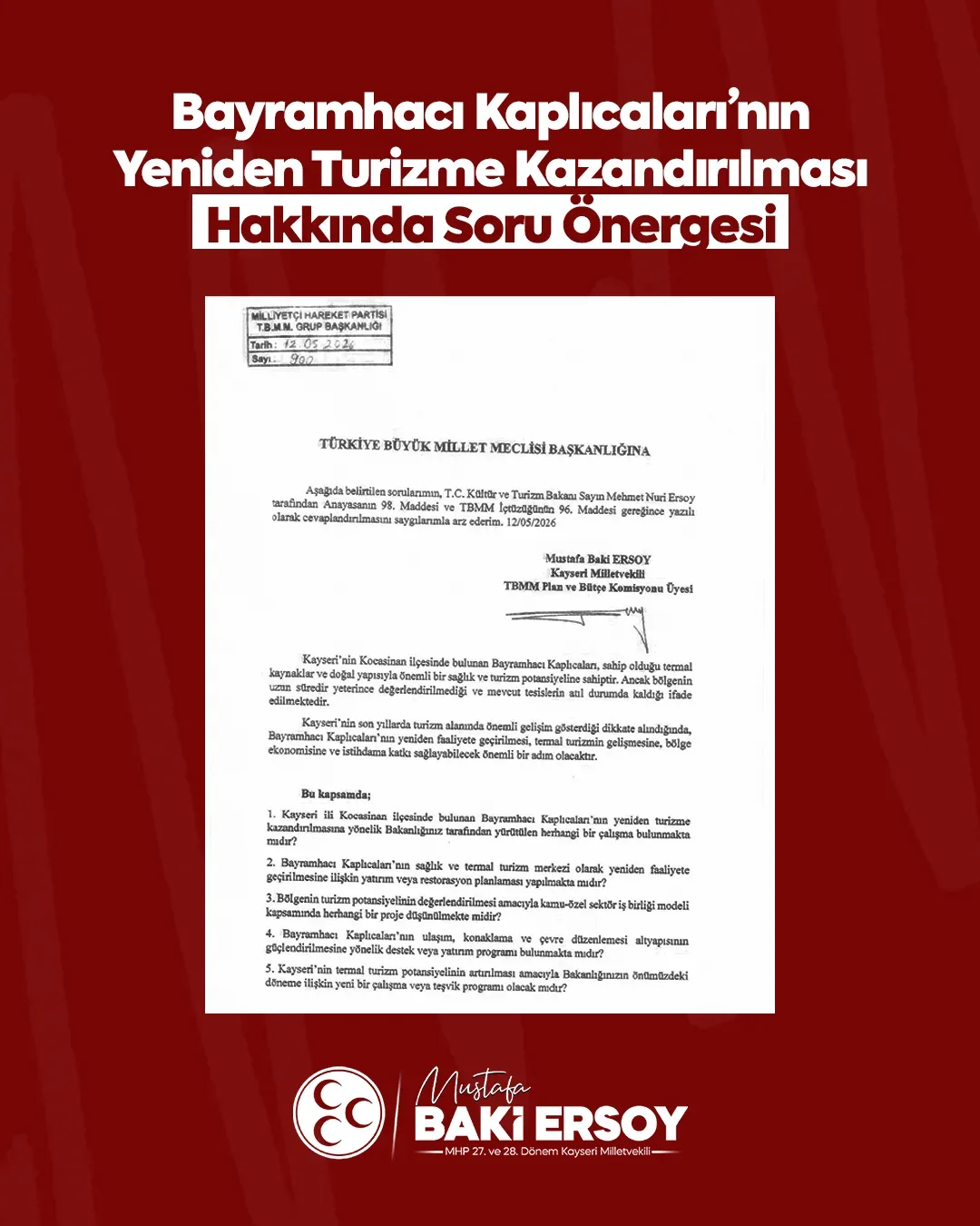 “Bayramhacı yeniden Kayseri turizmine kazandırılmalı”
