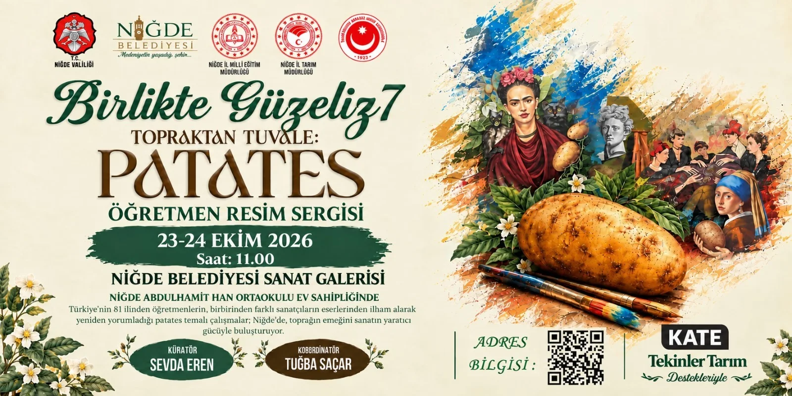 Kayseri’den iki resim öğretmeni “Topraktan Tuvale Patates” sergisinde