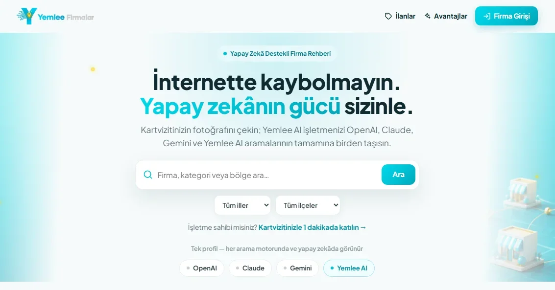 Yemlee Firmalar ile İşletmeler Dakikalar İçinde Yapay Zekâ Destekli Dijital Vitrinine Kavuşuyor