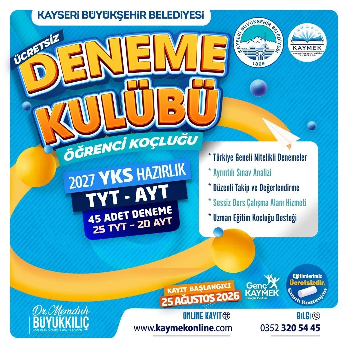 KAYMEK’ten öğrencilere ücretsiz YKS ve LGS kursu fırsatı