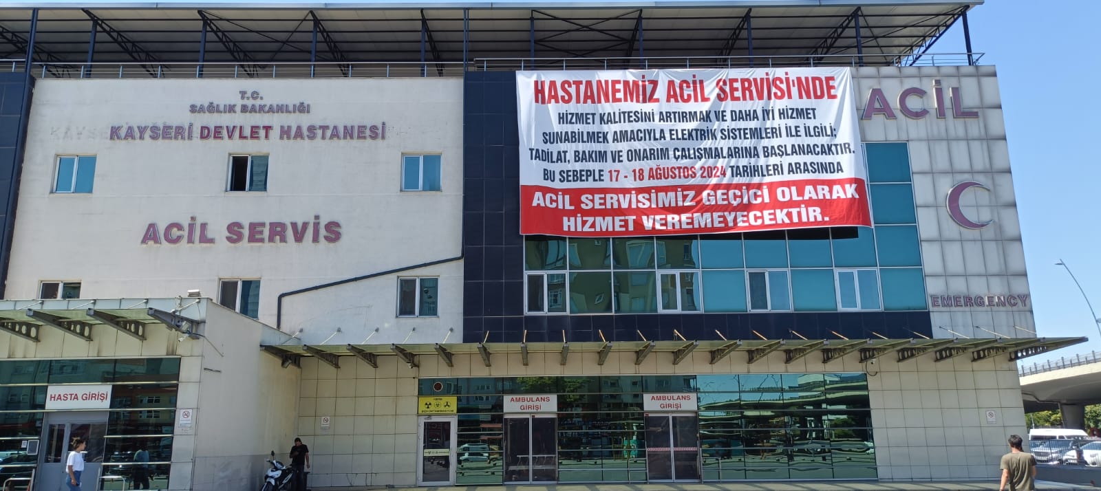 Devlet Hastanesi acili 17-18 Ağustos günleri hizmet vermeyecek