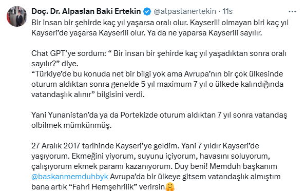 Erciyes Anadolu Holding CEO'su "Fahri Hemşehrilik" Talebinde bulundu: Yerli mi Köylü mü ? Belirtmedi