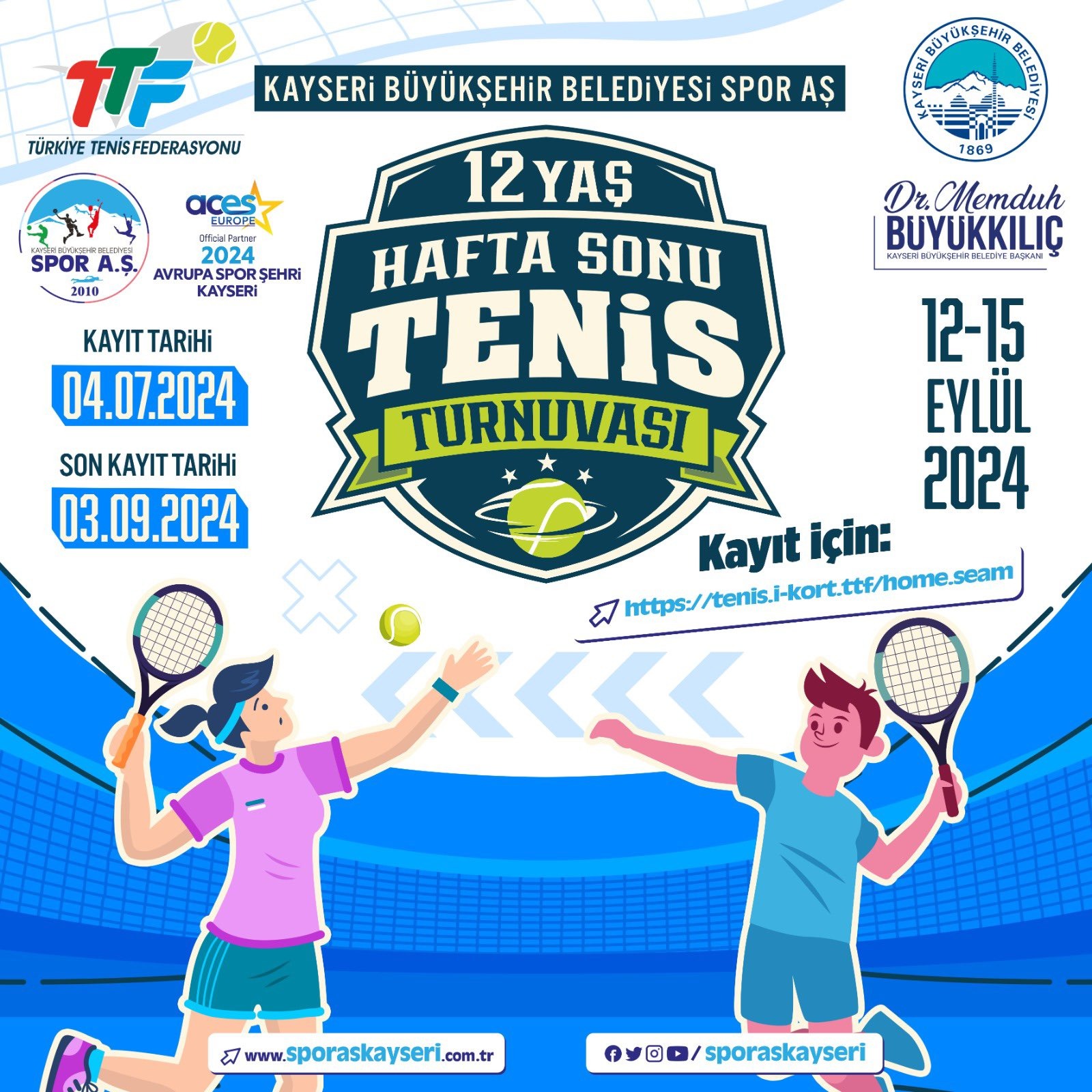 Kayseri, 12 Yaş Hafta Sonu Tenis Turnuvası’na ev sahipliği yapacak