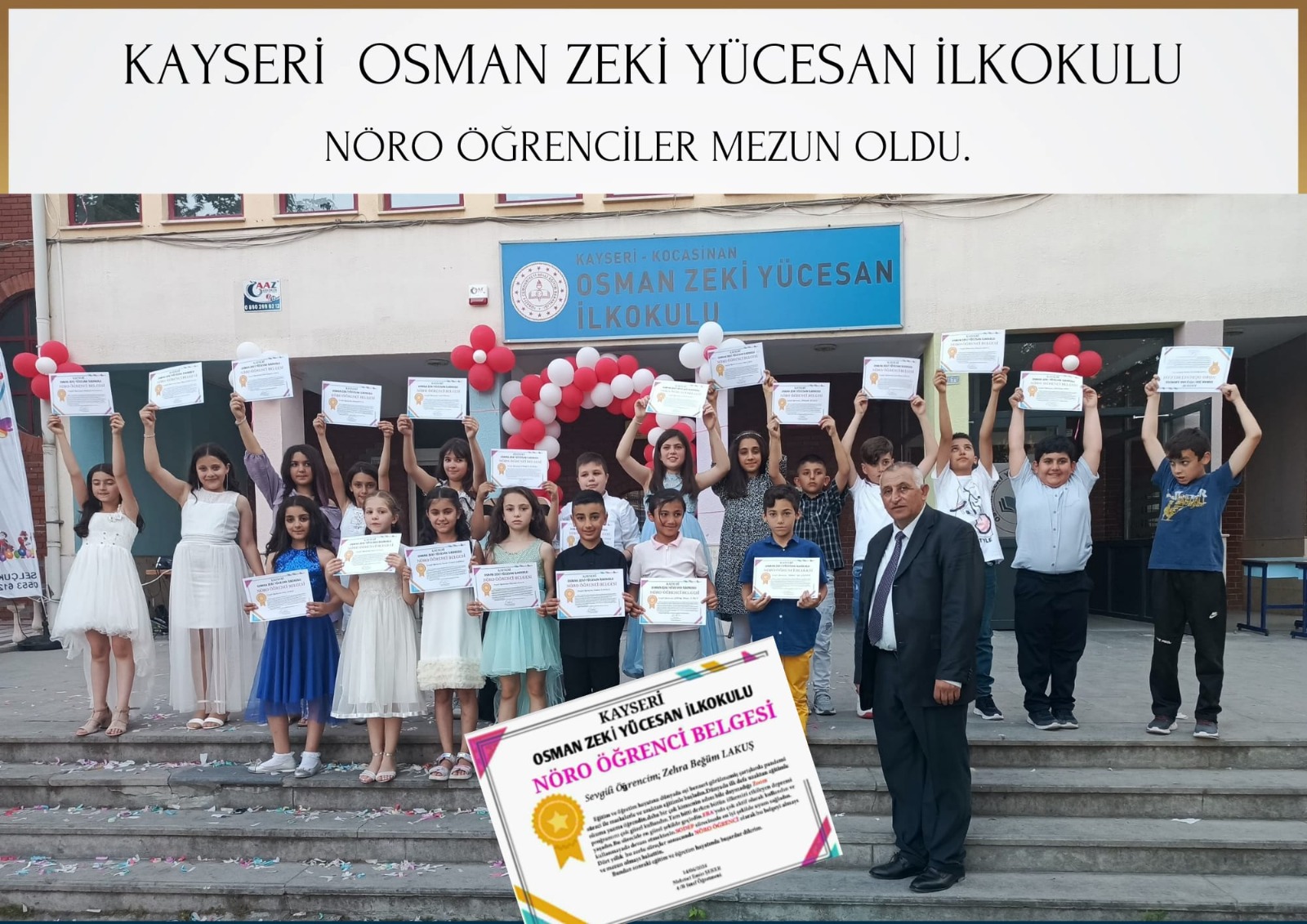 Osman Zeki Yücesan İlkokulu’nda nöro öğrenciler mezun oldu