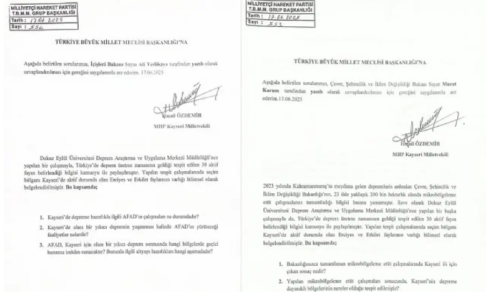 MHP'li Özdemir'den Kritik Deprem Uyarısı: "Erciyes ve Erkilet Fayları Kaç Şiddetinde Deprem Üretecek?"